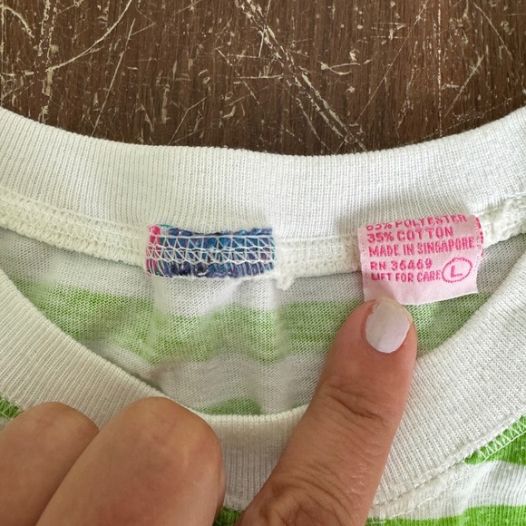 Vintage green white stripe sleeveless boxy fit knit shirt size LARGE - Picture 3 of 4